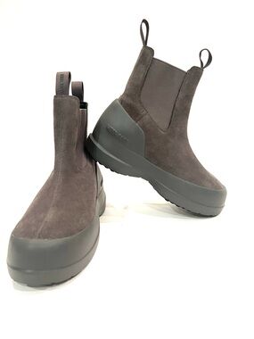 Moon Boot Luna Grey Gray Suede Chelsea Platform Boots Womens 7 NEW